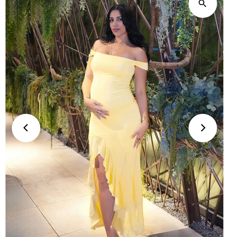 Off-Shoulder Yellow High-Low Midi Dress